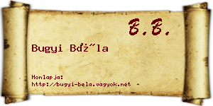 Bugyi Béla névjegykártya
