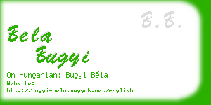 bela bugyi business card